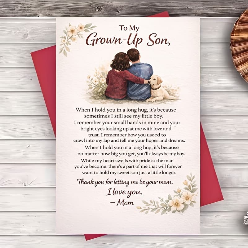 TEMU 1 Envelope And 1 Greeting Cardmother To Son Greeting Card From Mom Message For Birthday Graduation Fathers Day Thanksgiving Gift Card Only Greeting Card