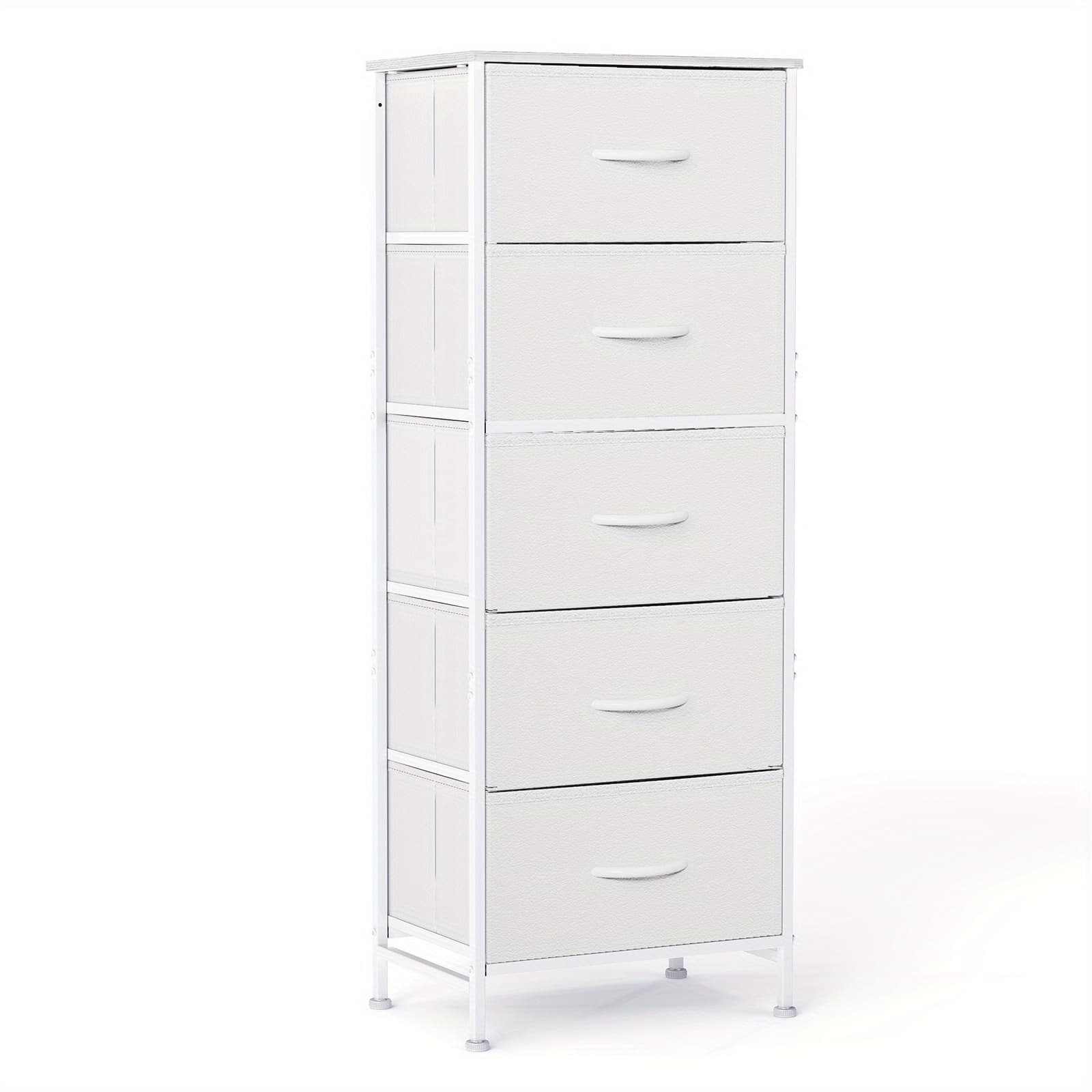 TEMU 5-drawer Storage Dresser With Fabric Bins, Sturdy & Wood Top, Organizer Chest For Closet Bedroom, Living Room, And Hallway