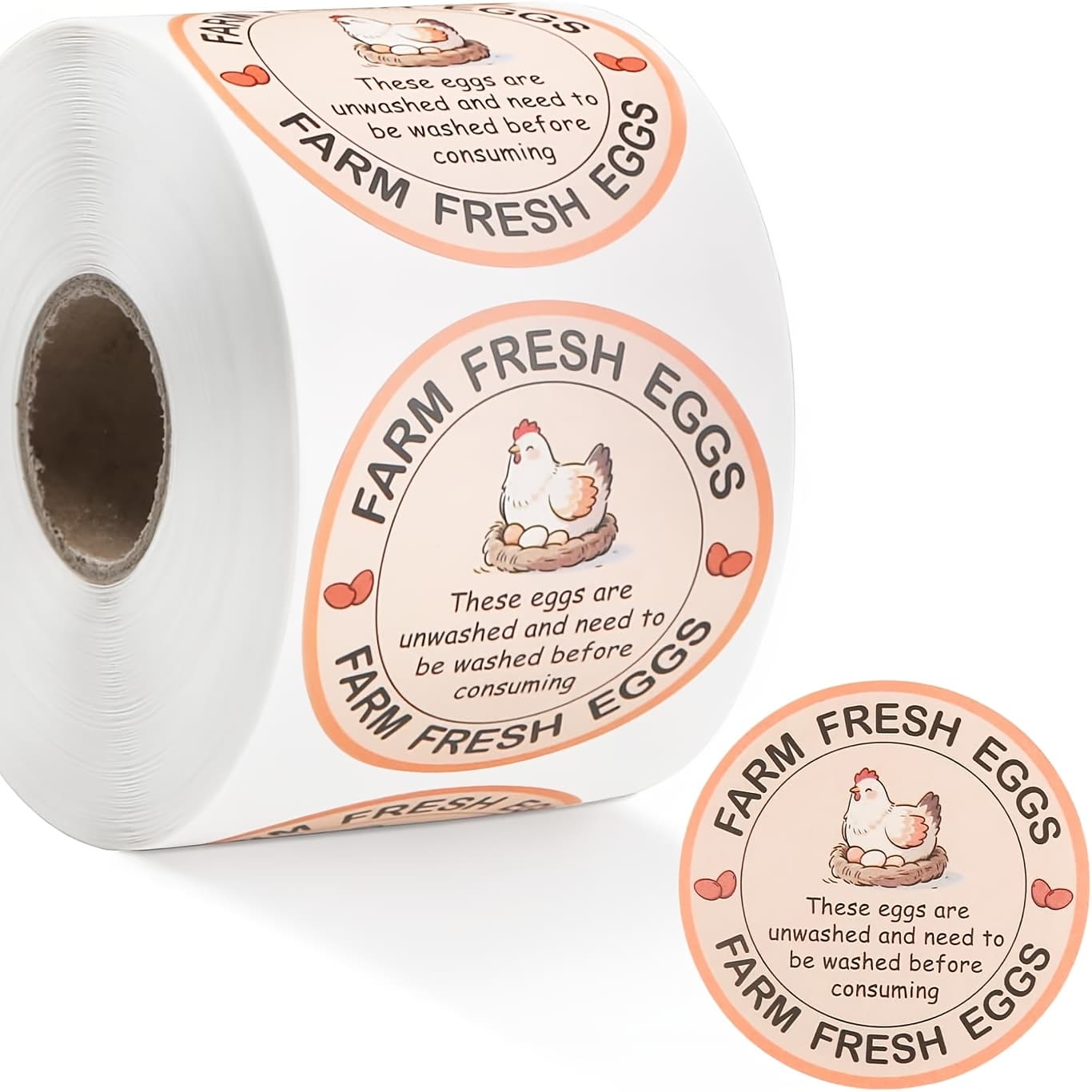 TEMU 500pcs Farm Egg Carton Labels - Poultry Farm Use Suitable For Chickens, Ducks, Quails - Egg Packaging Stickers With Farmhouse Chicken , Egg Weight & Date Labeling - Durable Paper Carton Stickers