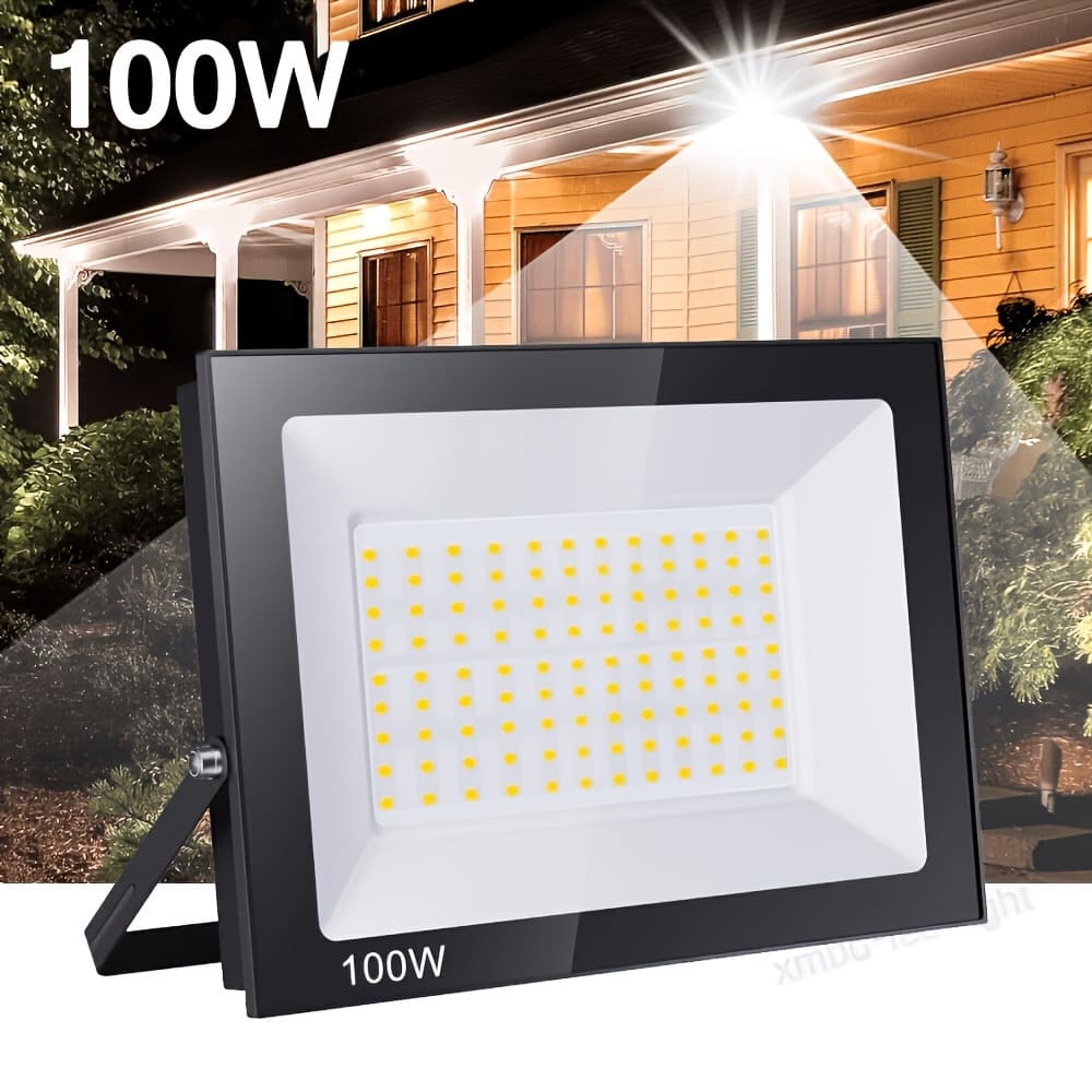 TEMU 100w Ultra-thin Led Flood Light, 6500k Daylight For Outdoor And Indoor Use - Security Lamp For Garage, Garden, Yard, Warehouse, Workshop, , Flood Light Bulb