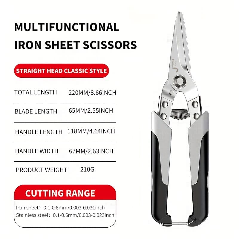 TEMU Metal Cutter Scissors Action Iron Scissors, , Used For Metal, Scissors, Left Metal Scissors, Metal Scissors, With Cutting Length.