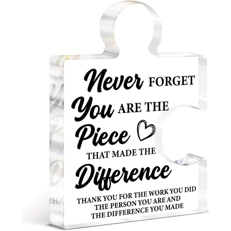 TEMU 2d Flat, 1pc Appreciation Gift For Teachers, Nurses, Doctors, Employees, Colleagues; Retirement Farewell Gift For Colleagues, Bosses, ; Acrylic Jigsaw Puzzle Block Gift; Office Desktop Decoration