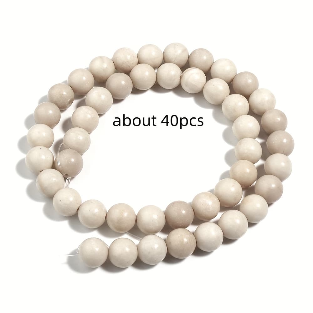 TEMU Easy Handmade Jewelry Supplies Including Round White Stone Beads For Bracelets, Necklaces, And Earrings, Approximately 78/56/40/31/27pcs