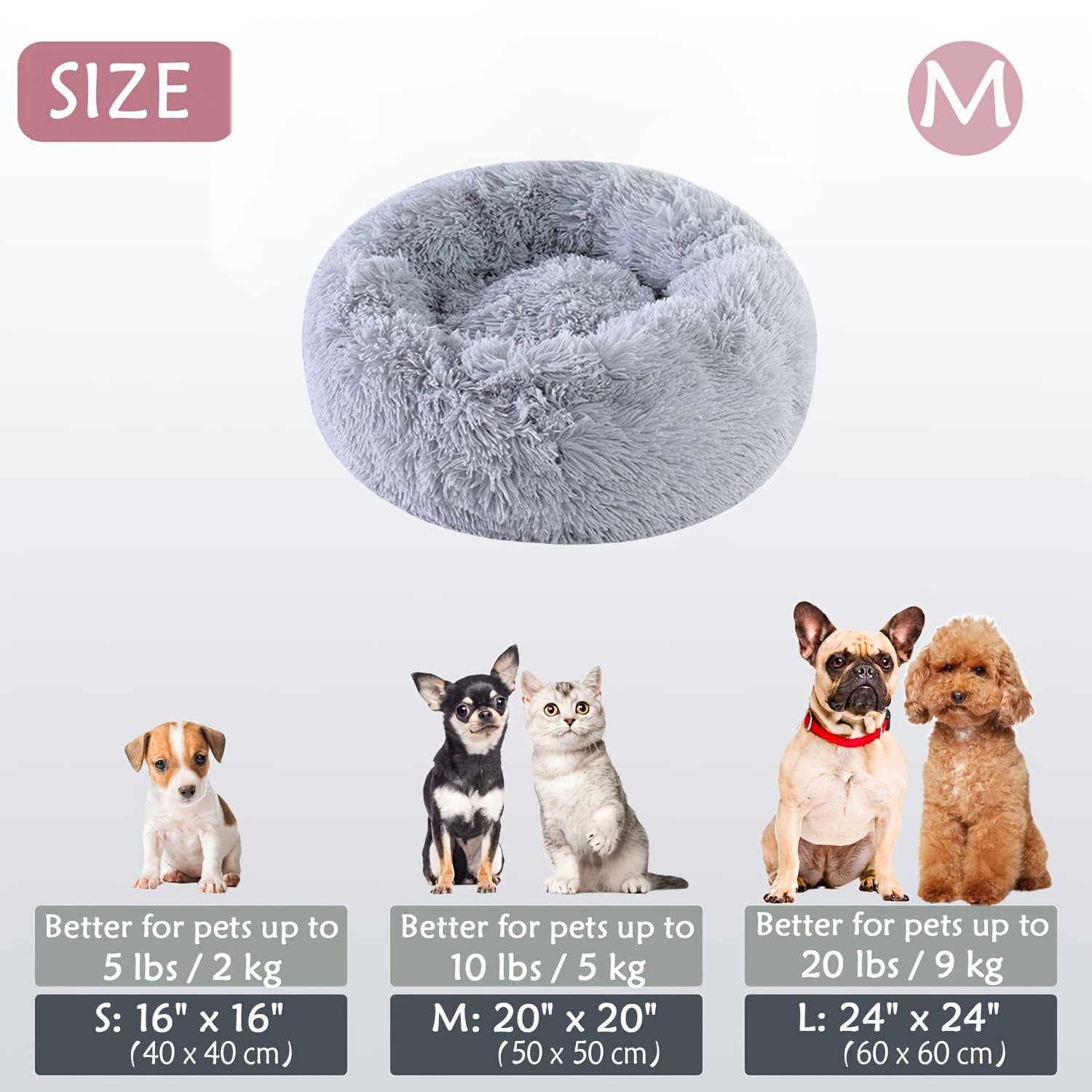 TEMU Soft And Cozy Donut-style Warm Dog Bed, Long Plush Deep-sleep Cat Bed, Unique , Suitable For All , Options For Small To Medium-sized Dogs And Cats For A Comfortable And
