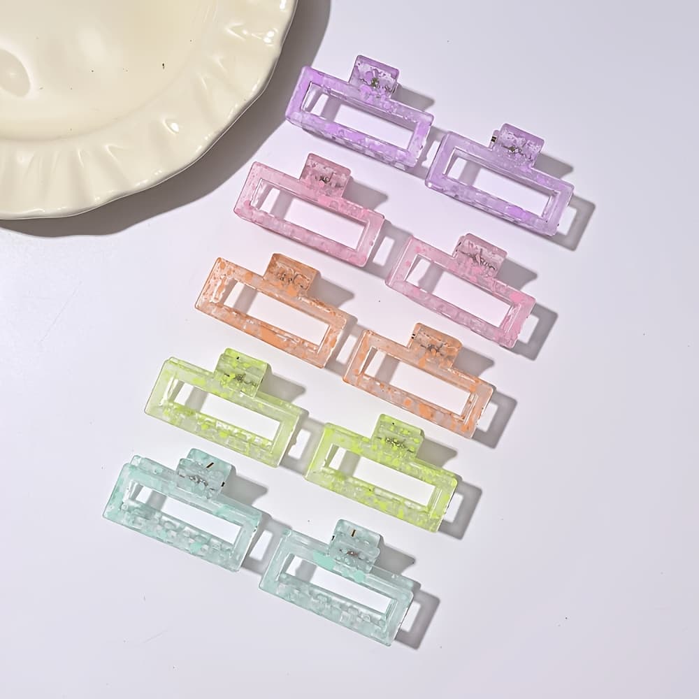 TEMU 10pcs New Cross-border Ink Splashing Transparent Hair Claw Clips Half Up Hair Clips Side Clips Hair Pins For Women Hair Accessories