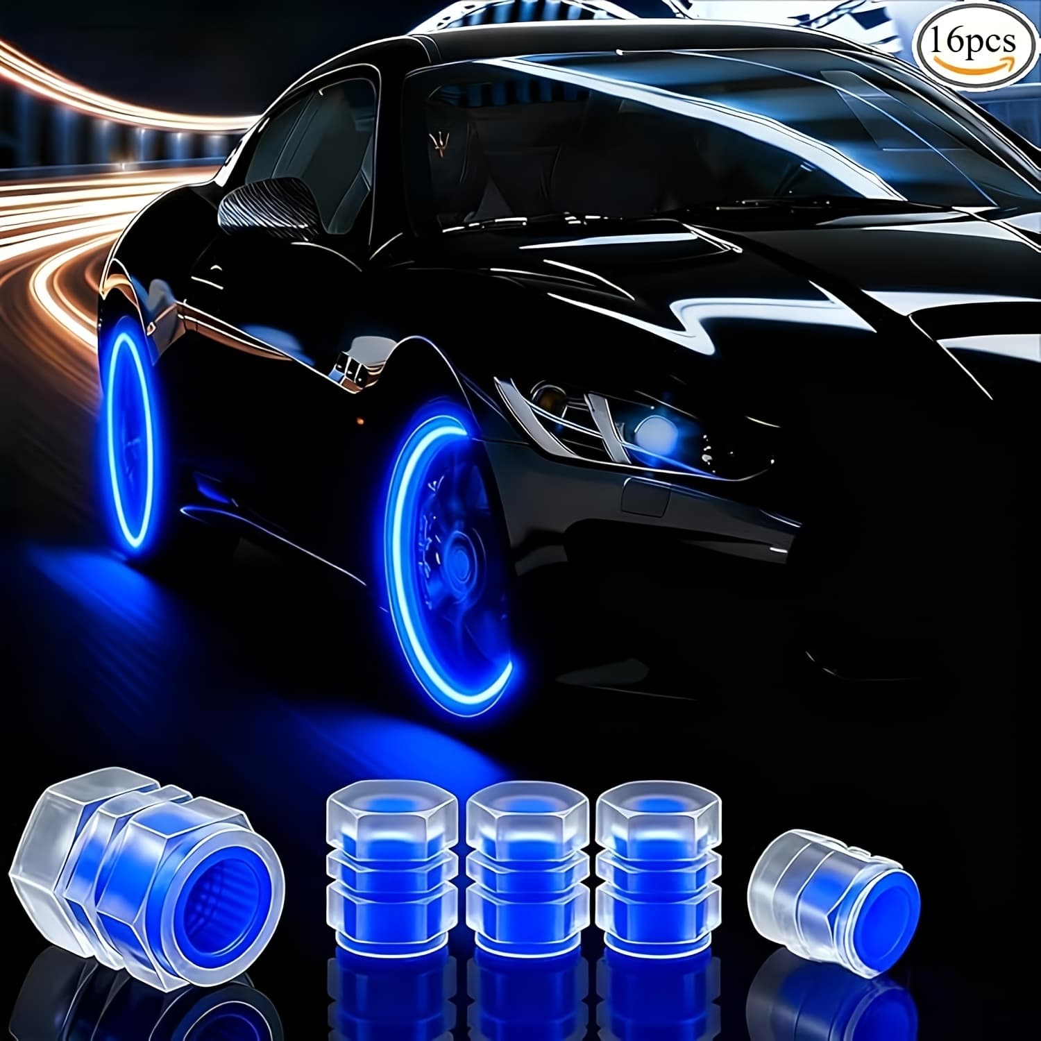 TEMU 17pcs Luminous Tire Valve Fluorescent Tire Valve Cover With Durable Material, Cool Car Gift For Car Suv Bicycle Motorcycle Truck Universal Decorative Accessories