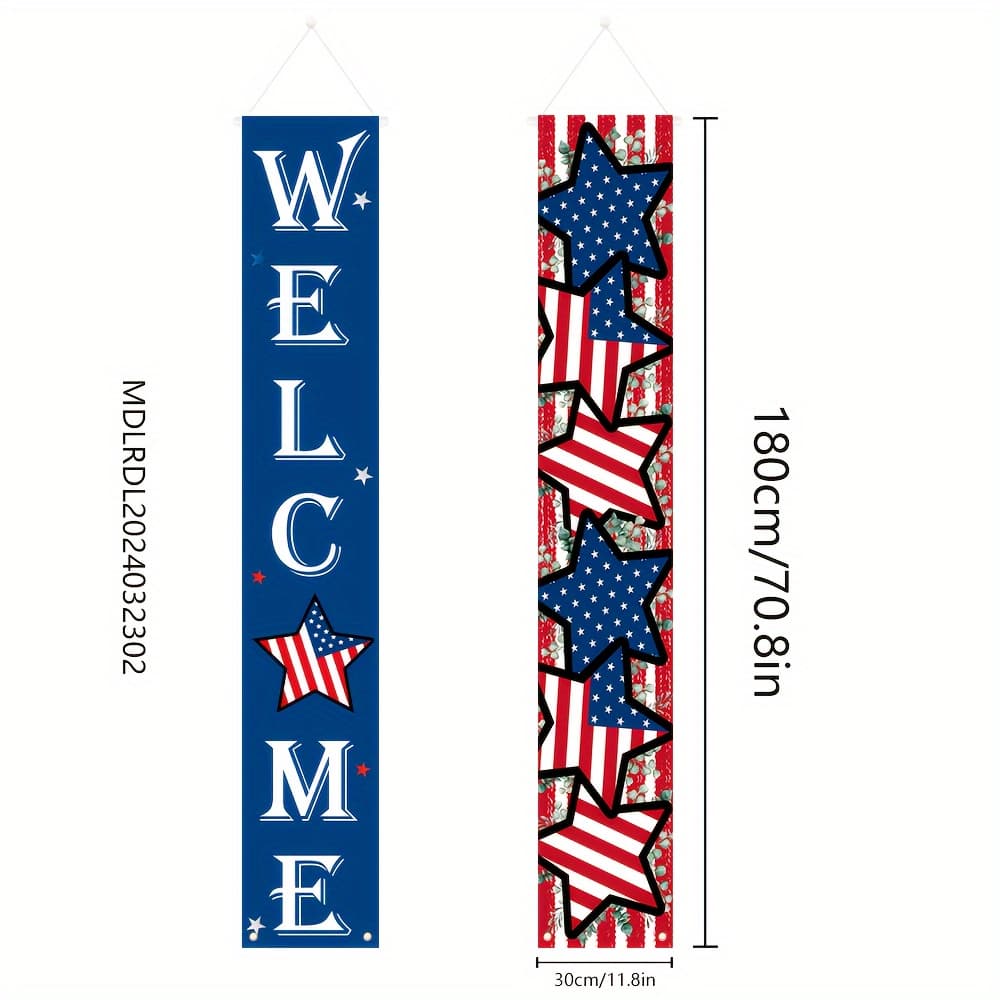 TEMU 2d Door Banner Patriotic Porch Door Banner Sign Decor - Memorial Day Hanging Sign Door Porch Standing Decorative Signs Plaques - Front Door Farmhouse Outdoor Indoor Welcome Sign Wall