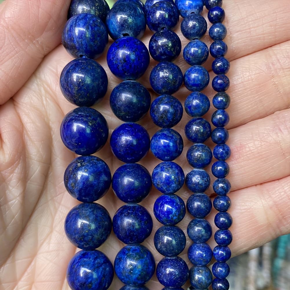 TEMU 4/6/8/10mm Lapis Stone Beads Round Loose Beads For Jewelry Making Diy Necklace Bracelet Earring Accessories