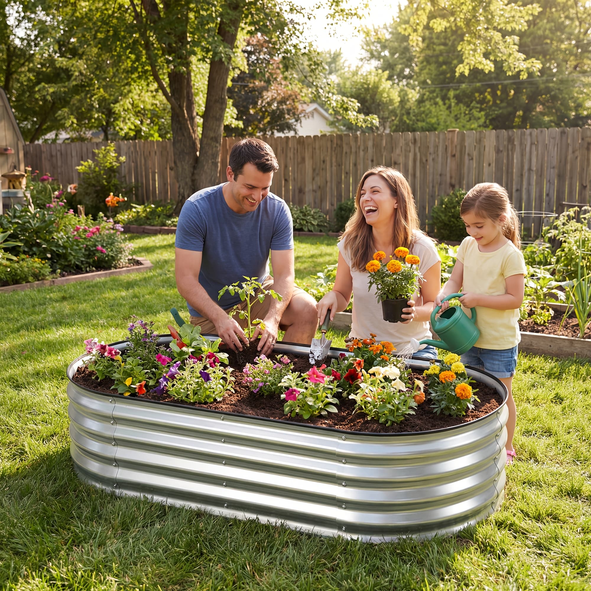 TEMU Galvanized Raised Garden Bed 4x2x1ft, Metal Raised Garden Beds Outdoor Planter Boxes For Gardening Vegetables Flowers Herbs Above Ground