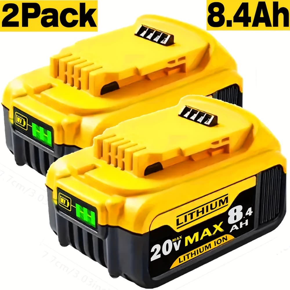 TEMU Set Of 2 8.4ah Replacement Lithium-ion Batteries Designed For 20v Max Cordless Tools, Compatible With Models Dcb206-2, -2, Dcb200, Dcb201, , Dcb206, Dcb204, Dcb208, Dcf885, And Dcd740, Dcd785