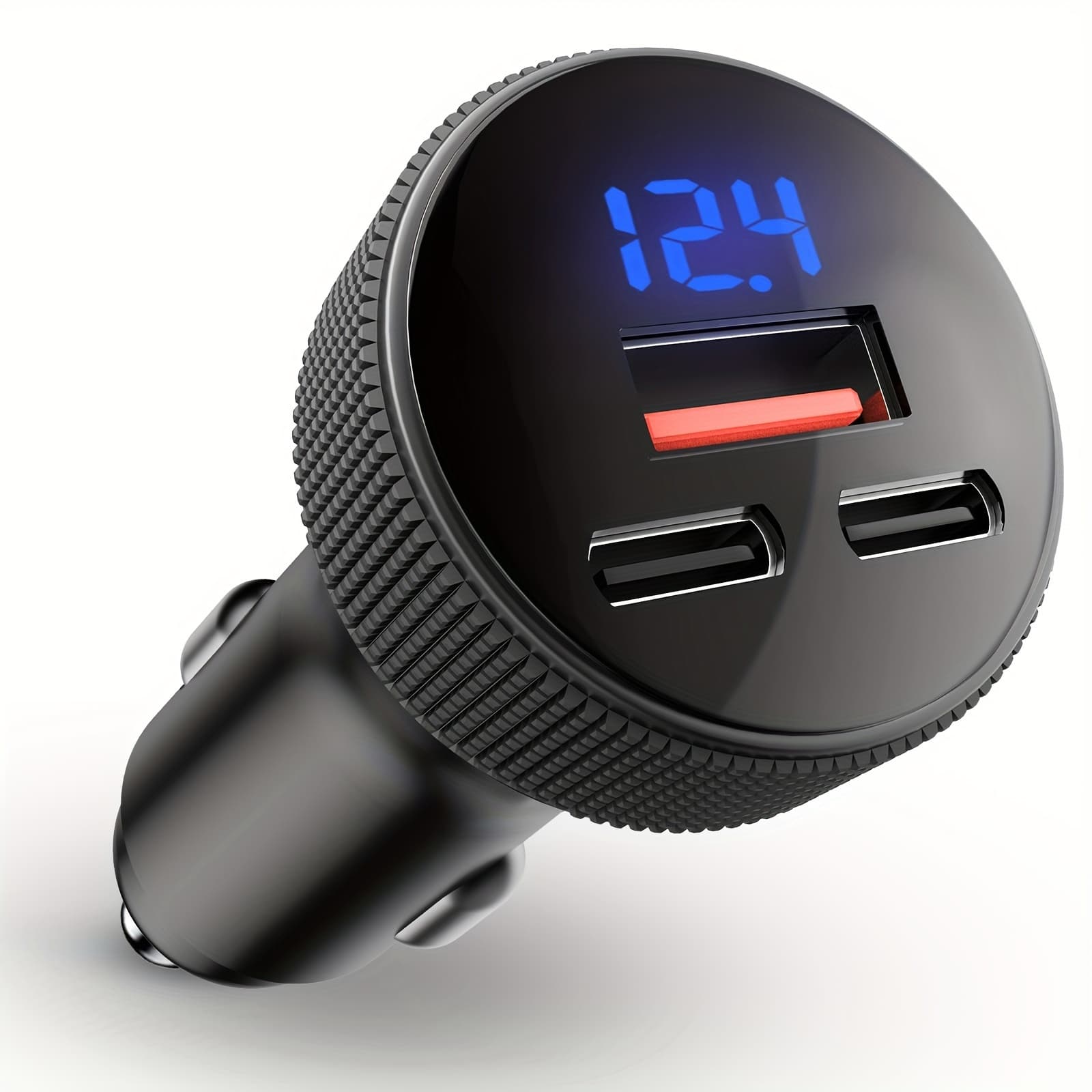 TEMU 108w Usb C Metal Car Charger, Dual Pd45w Qc3.0 Usb Car Lighter Splitter Charger Adapter, Fast Car Usb Charger With Digital Voltmeter Compatible With Phone & Tablets