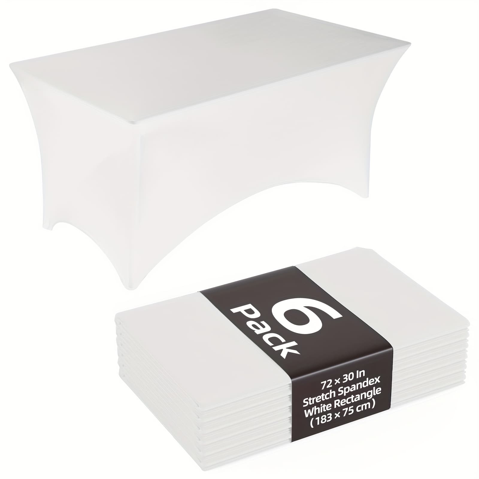 TEMU 6pcs Table Cloth Rectangle Table, 6ft Table Cover, White Table Cloth Rectangle Fitted Rectangular Stretch Tablecloth, Washable Patio Table Cover (white, 72l X 30w X 30h Inch)