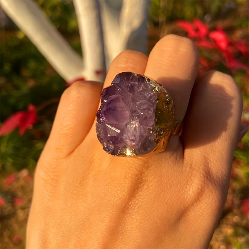 TEMU 2 Styles , Adjustable Natural Amethyst - Jewelry Gift For Teacher's Day, Halloween, Thanksgiving, Christmas, Valentine's Day