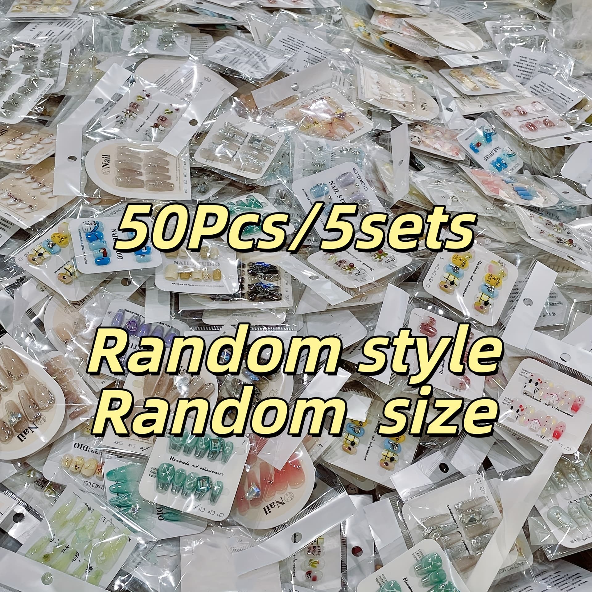 TEMU 50pcs, 5 Sets, Random Style, Random Size, 100% And Wearing Tools