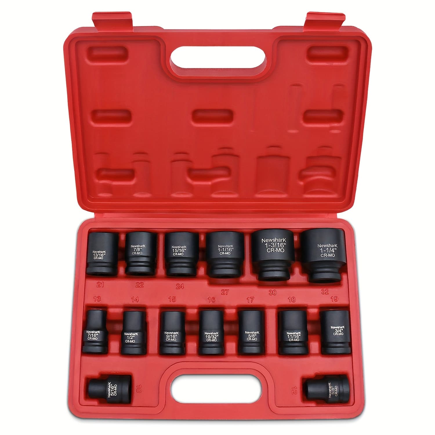 TEMU 15pcs 1/2 " Drive Shallow Impact Socket Set(8-24mm), Metric And Sae Socket Set, 6-point, Cr- For Automotive Maintenance, Repairs, And Diy Projects