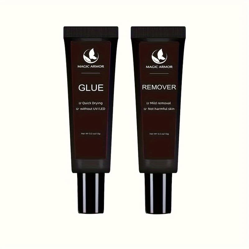 TEMU Nail Glue With Glue Remover Kit, Super Strong Nail Glue 15g, Suitable For Acrylic Nail Pressing, 15g Glue Can Remove False Nails, Strong Glue Remover, Nail Polish Nail Polish