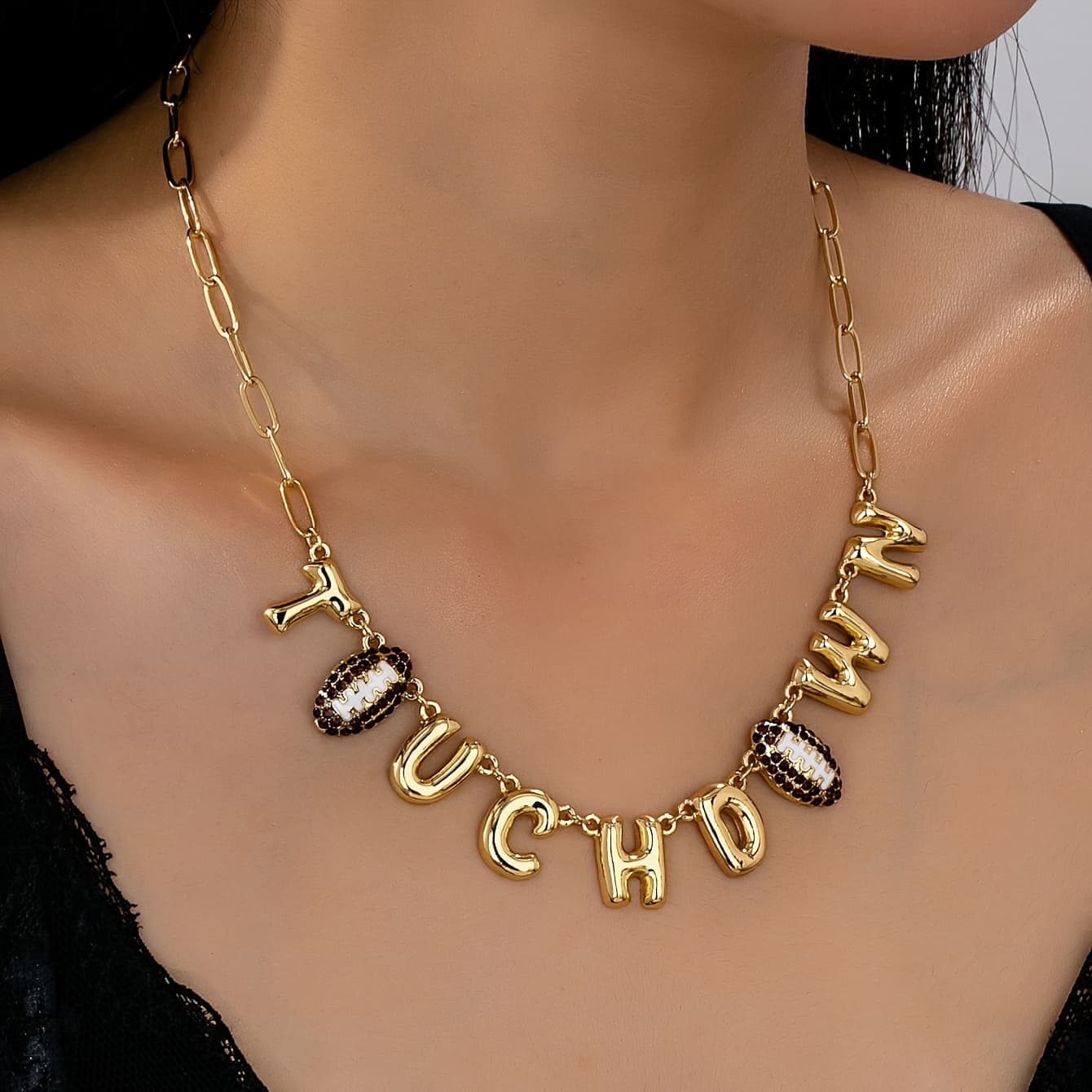 TEMU A "tuchdwn" Letter Pendant Necklace For Women, Versatile And Creative For Sports Events And Competitions