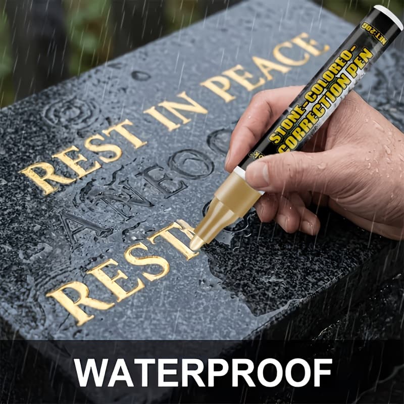 TEMU 2pcs Repair Pen, Waterproof, Quick-drying And Weather-resistant, Ideal For Tinting And Repair On Stone Tablets, Special Refurbishment And Maintenance Pen For Outdoor Stone