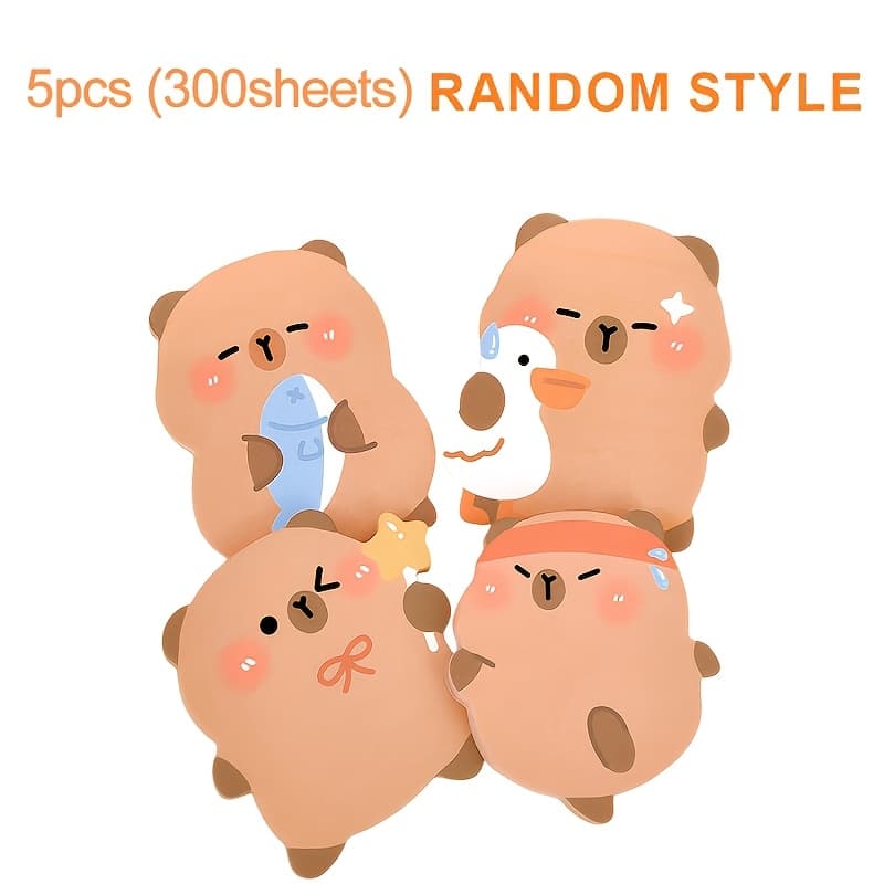 TEMU 300pcs Capibara Shaped Sticky Notes, Self-adhesive And Easy To Tear, Suitable For Memo, Note Taking, , Study, Office, Wedding, Classroom Rewards, Christmas, Etc, Random Style
