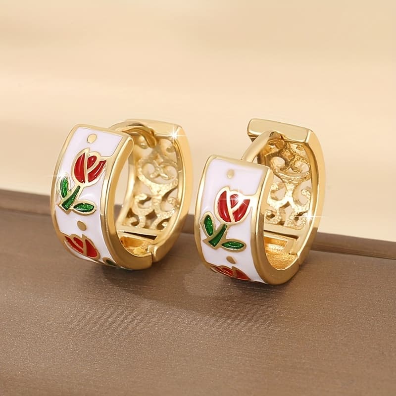 TEMU Elegant Vintage-inspired Hoop Earrings - Nickel-free Copper, Perfect For Casual Attire & Gifting