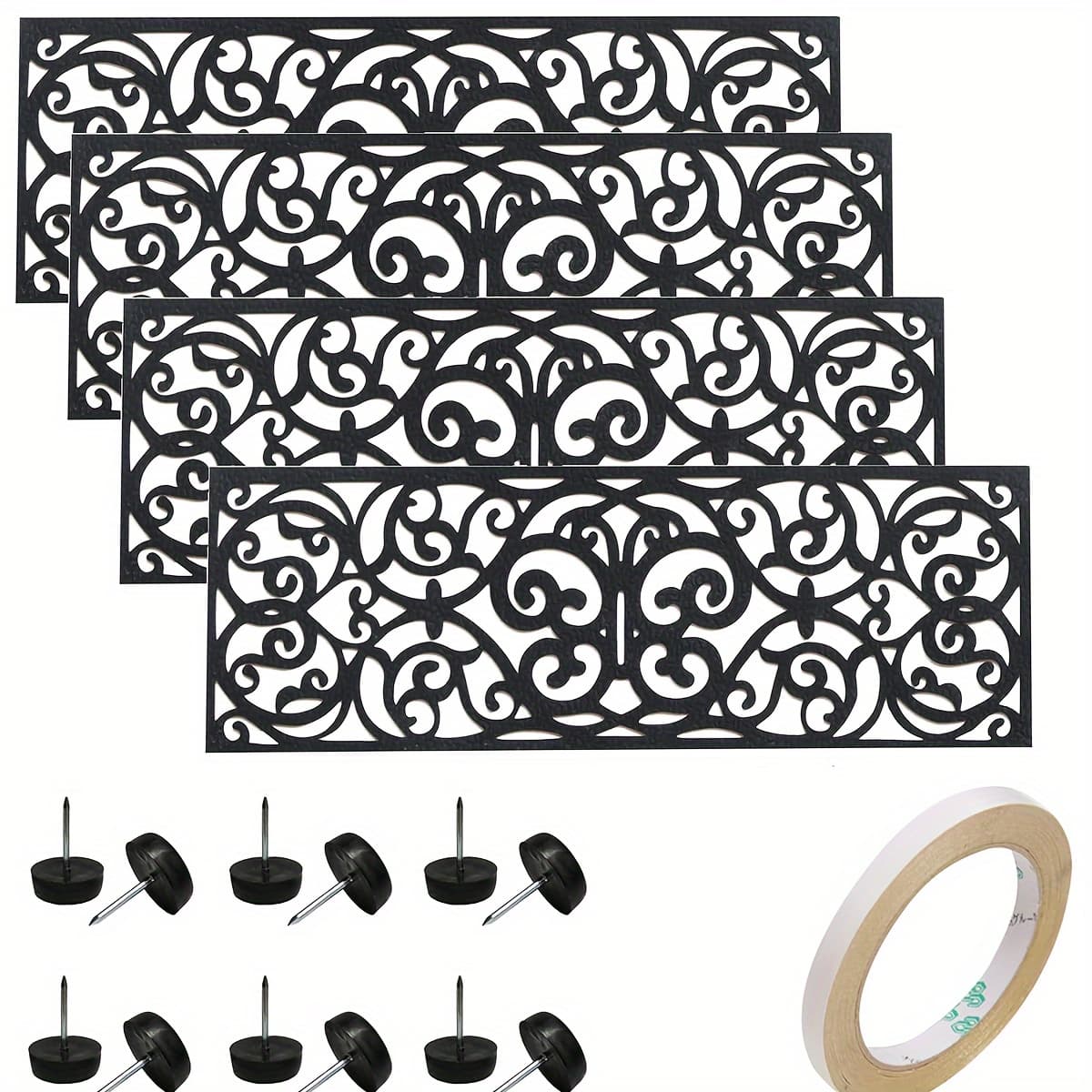 TEMU Rubber Stair Treads, Outdoor Stair Treads Non-slip, Designed Stair Tread Mats, Anti-slip Step Mat - Set Of 4 -kit, 30 X 10 Inches