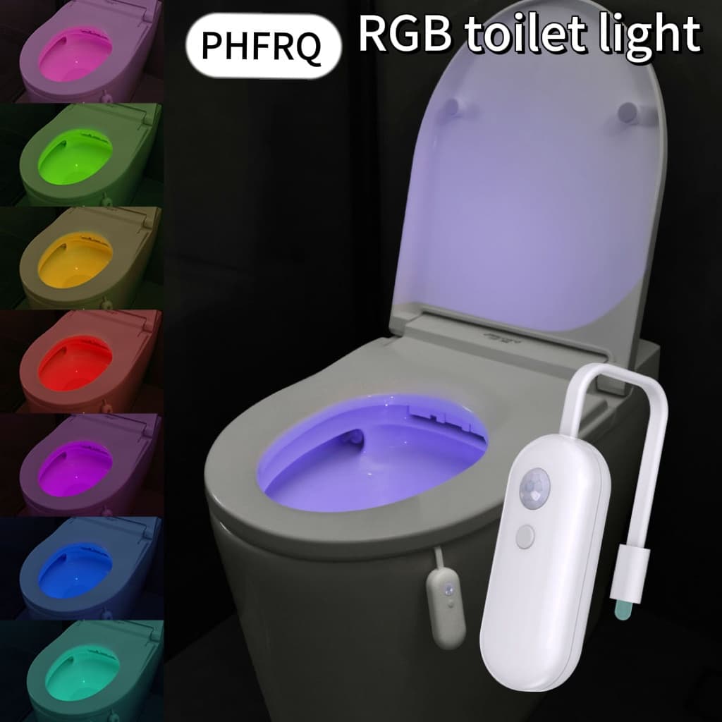 TEMU Phfrq-rgb Motion Sensing Led Toilet Light, Adjustable Bathroom Night Light, Usb Charging, , Suitable For Bathroom, Stairs, Closet And Bedroom And Toilet Lighting And Decoration