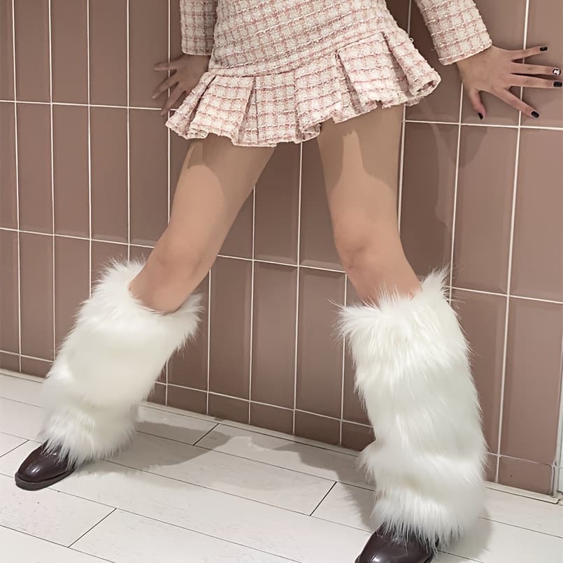 TEMU 1 Pair/ And Other Specifications Of Plush Socks Women's Autumn And Winter Knee Pads Warm Mid-length Calf Pile Socks