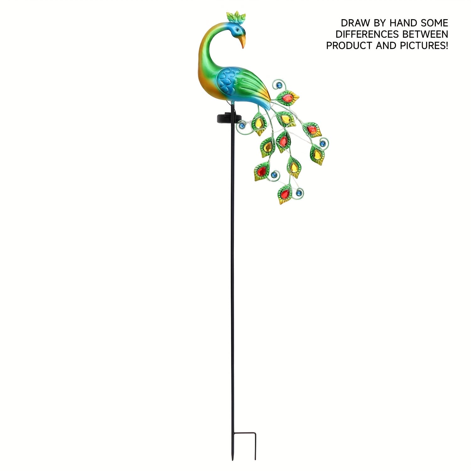 TEMU 1pc Peacock-shaped Garden Floor Plug Statue Light, Suitable For Courtyard, Lawn, Garden Decoration, Solar Statue Light, Metal Material Ip44