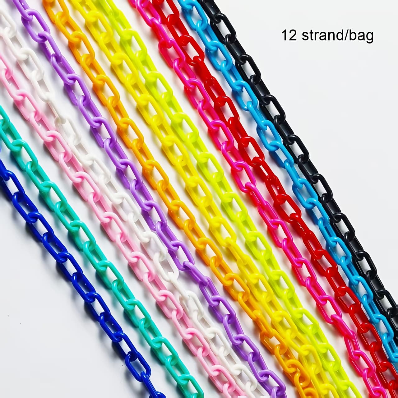 TEMU 12 Strands/bag Mixed Color Acrylic 50cm Chain Color Rectangular Chain Used For Making Glasses Masks Chains Jewelry Additions