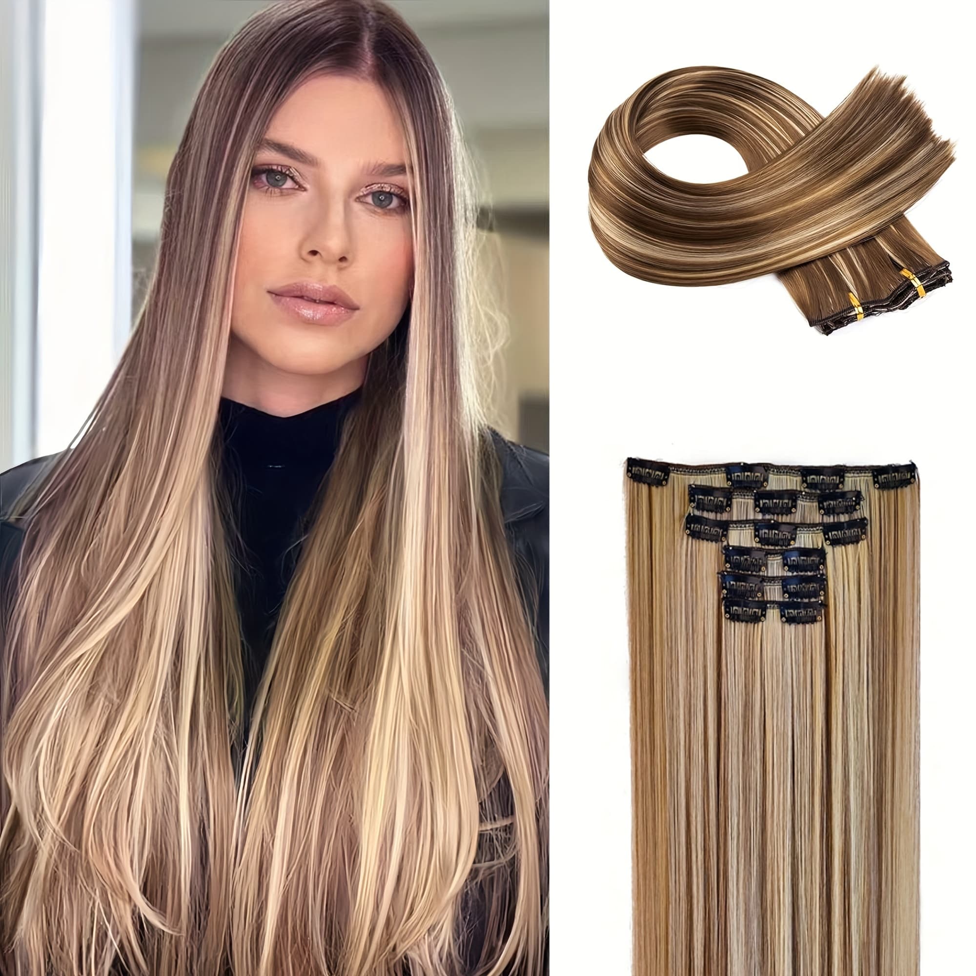 TEMU 24-inch Long Straight Hair Extensions For Women - Soft, High-temperature Fiber For - & Style - All