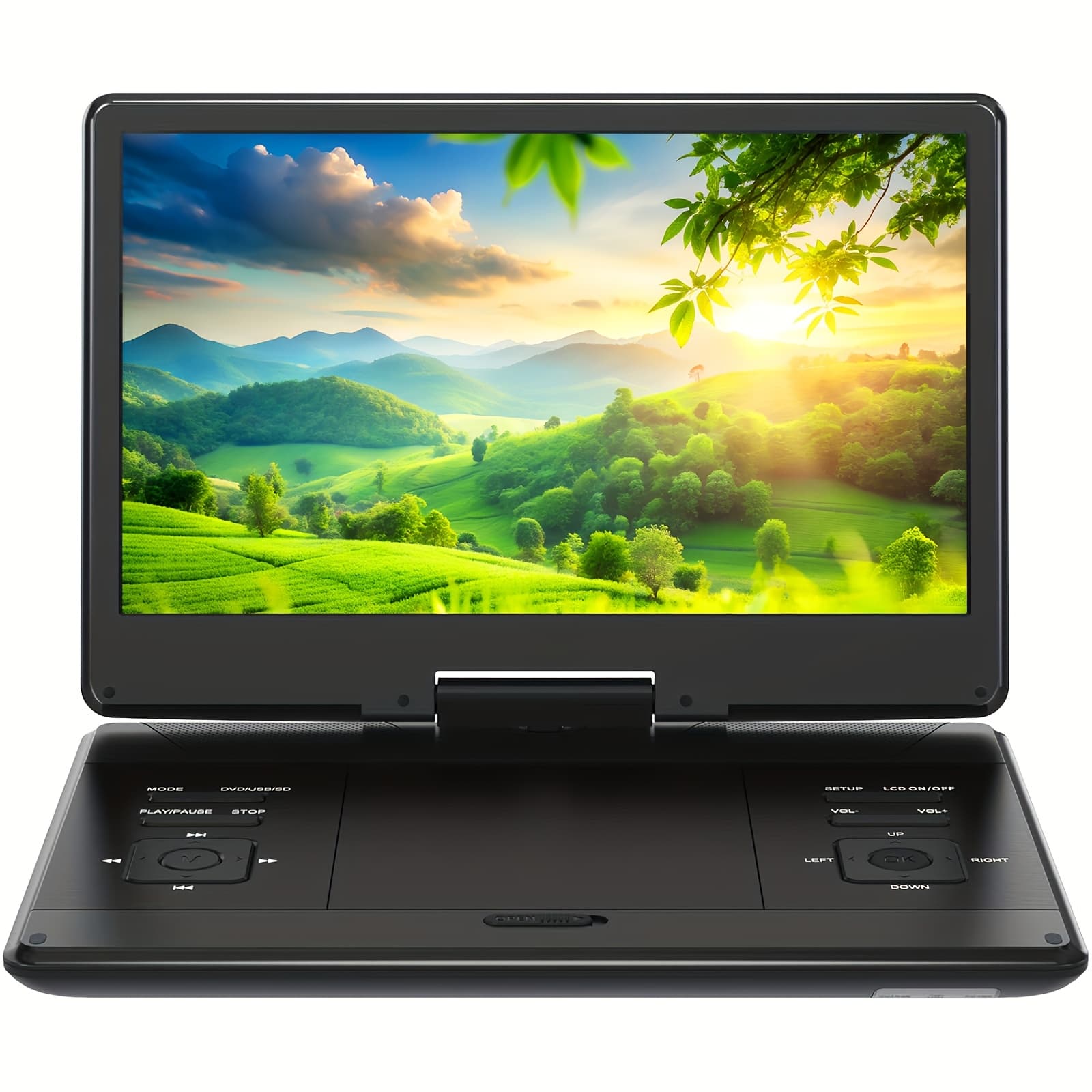 TEMU 17" Portable Dvd Player With 14.1" Large Hd Screen, Rechargeable Battery, Support Usb/sd Card/ And Multiple Disc Formats, High Volume Speaker, Black