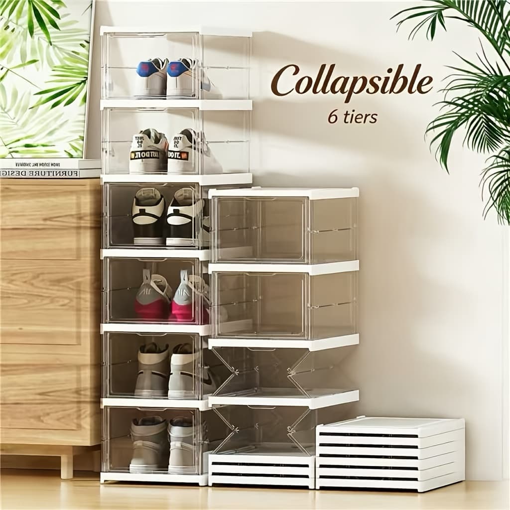 TEMU Clear Stackable Storage Boxes With Lids, No , Freestanding Space-saving Organizer For Shoes, Bags And Collectibles