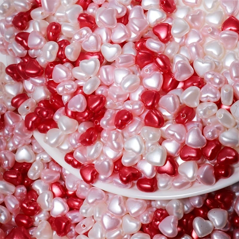TEMU 500pcs 0.8-1cm Valentine's Day Pink Acrylic Matte Pentagram Love Mixed Beads Hand String And Jewelry Decoration Additions Multi Purpose Beads Decorative Beads