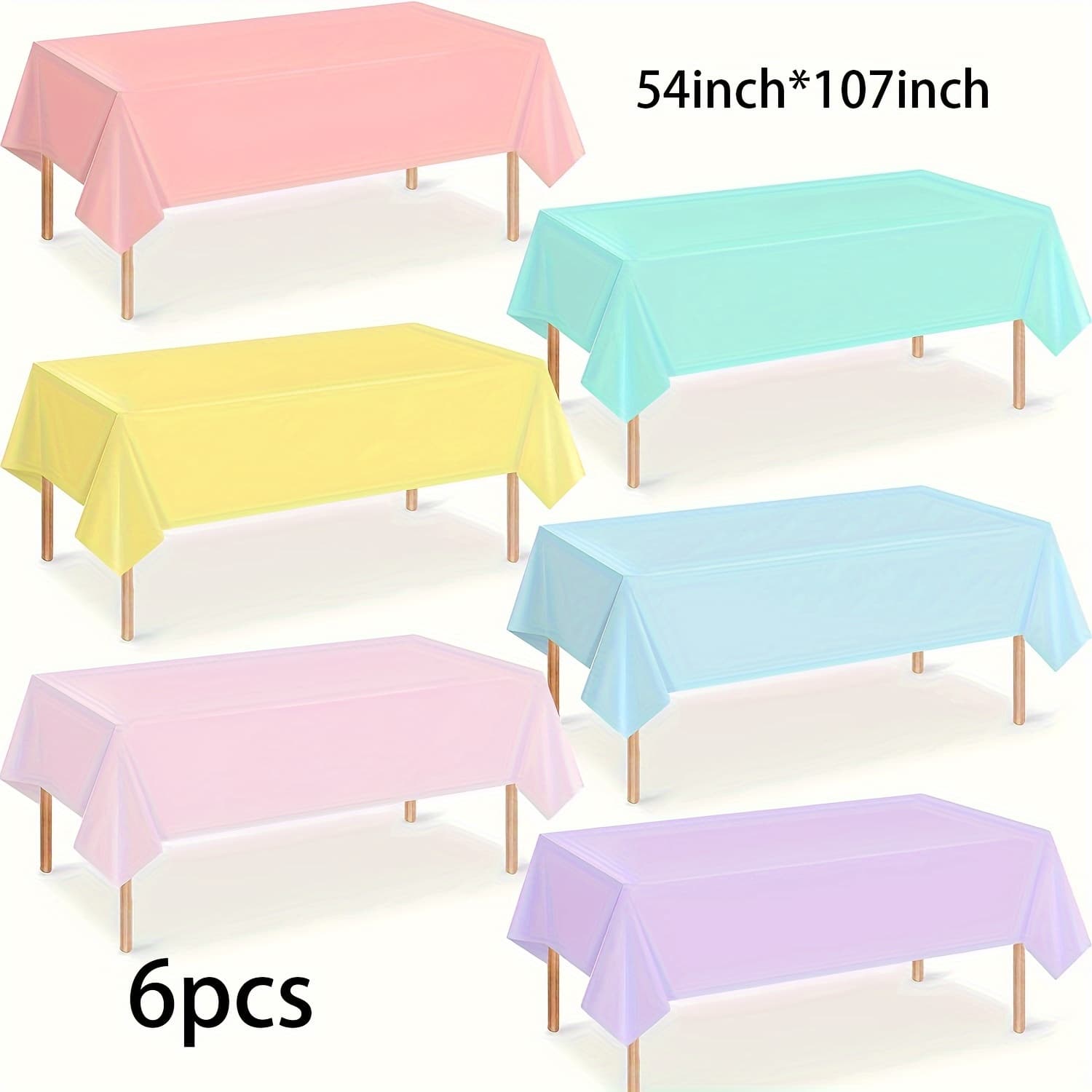 TEMU 6/12pcs, Plastic Pastel Tablecloth, Multicolored Disposable Rectangular Tablecloth, Suitable For Weddings, Birthday Parties, Spring Easter, And Summer Party Decorations, 54 X 108 Inches