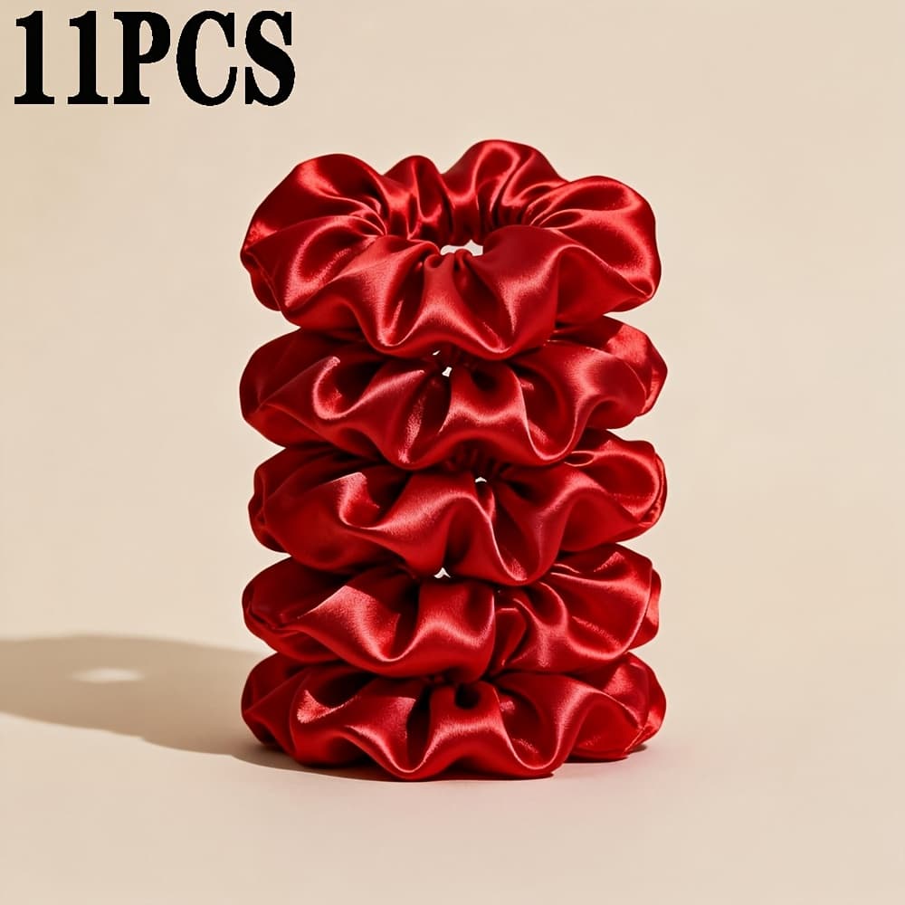 TEMU 11pcs Per Pack. Red Large Hairband Set, Women's Curly Hair Accessory, Simple Fabric Hairband, Hair Accessory For Women.