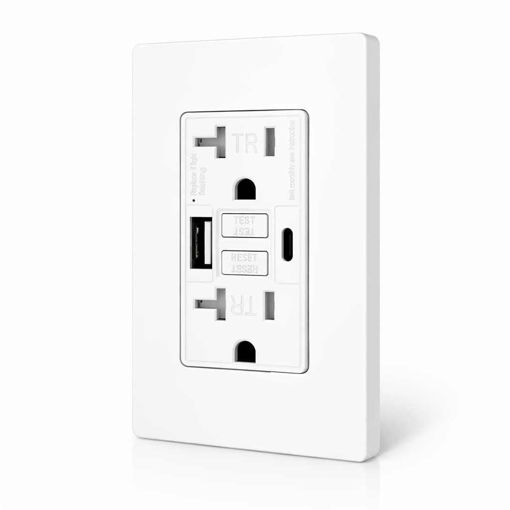 TEMU Moes 1pc 20a Rated Gfci With Usb A+c Ports, Automatic Protection, Led Indicator, Tamper-resistant Design, White
