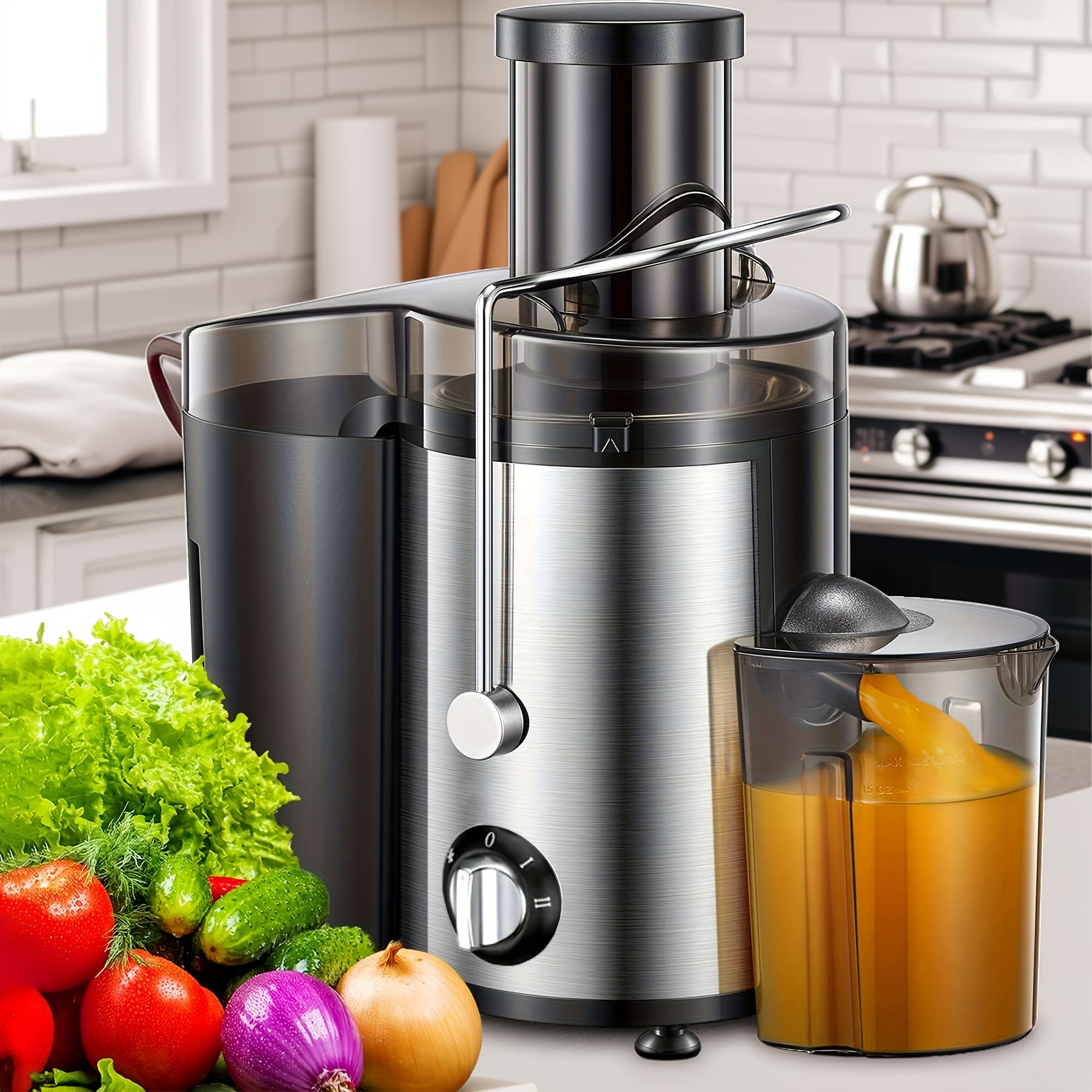 TEMU Juicer, 500w Centrifugal Juicer Extractor With Wide Mouth 3" Fruit & Vegetable Feed Trough, Easy To Clean, Stainless Steel, Bpa Free (black), Fast Juicing,