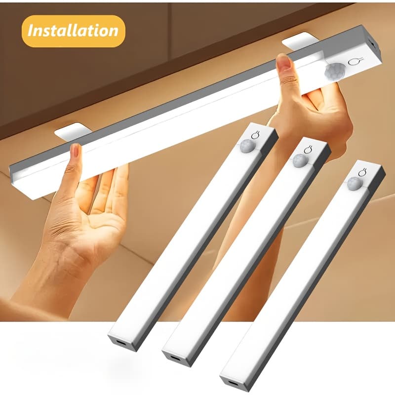 TEMU 3 Rechargeable Usb Led Motion Sensor Strip Lights/compatible (not Included) - Dimmableunder Cabinet Lighting, Usb Charging, Low Voltage For Bathroom, Kitchen, Stairs, Bedside