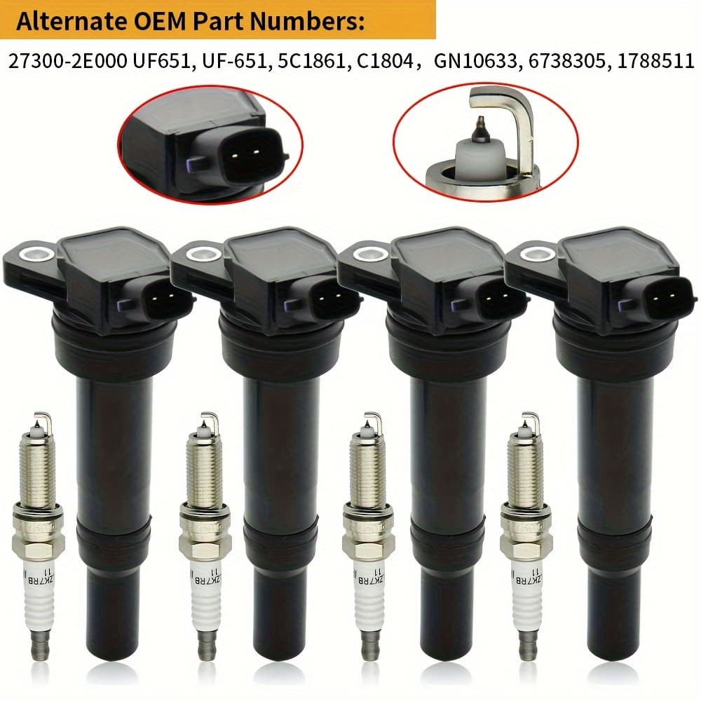 TEMU 4x Ignition Coils & 4x Platinum Spark Plugs For For Forte For For Elantra Uf651