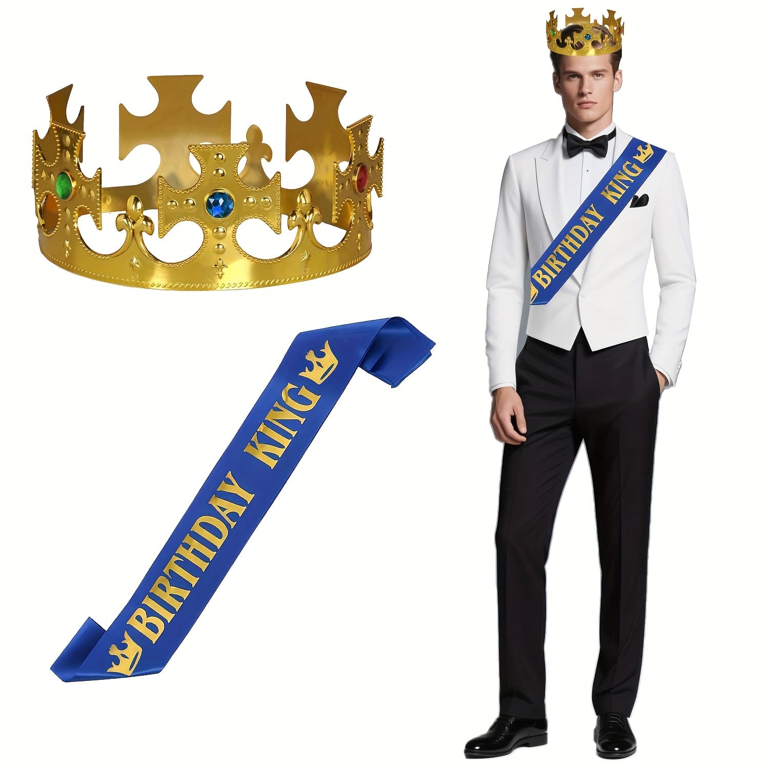 TEMU 2pcs Birthday And Sash, Costume Headwear Men, Birthday Party Decoration For Birthday Party Birthday Accessories