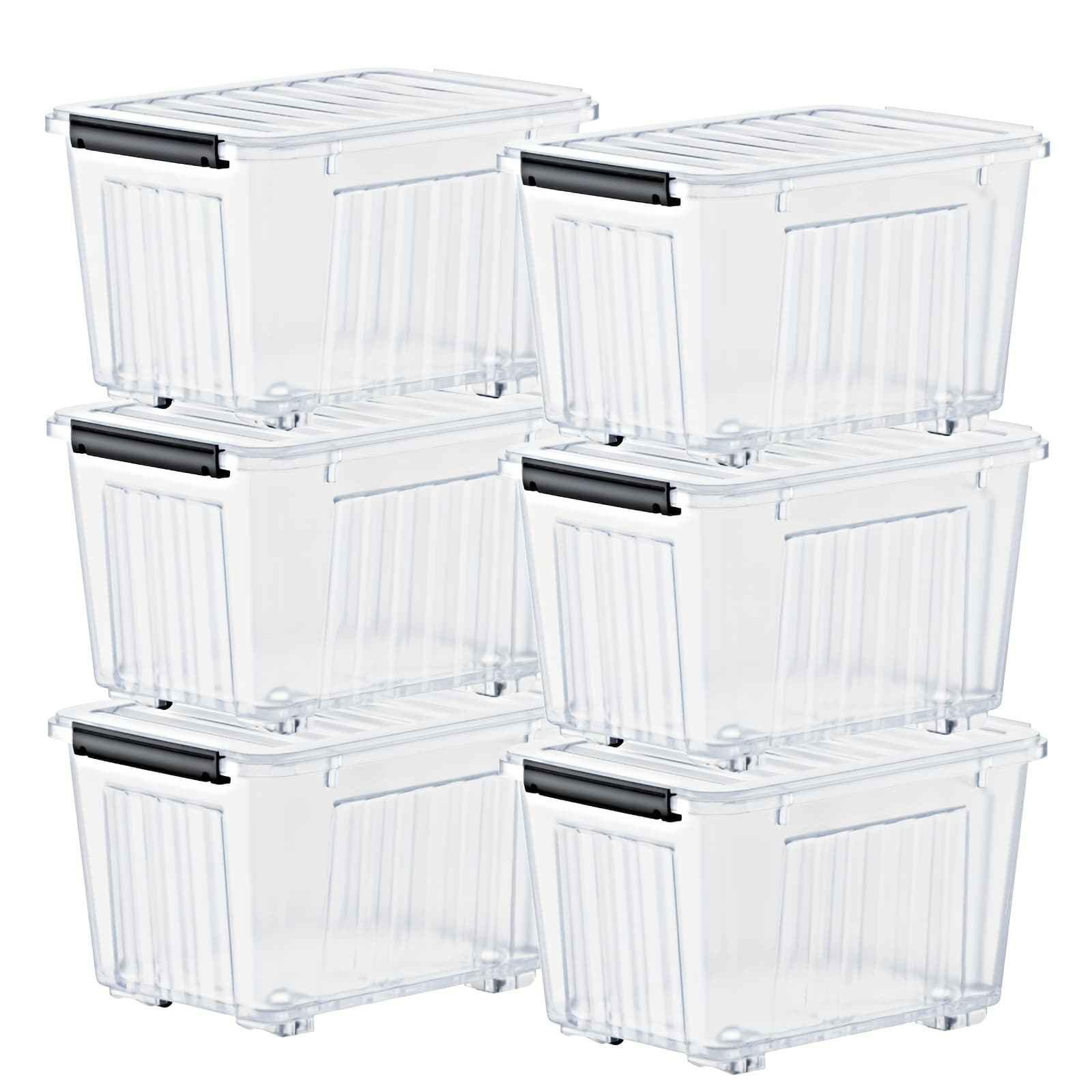 TEMU 4/6 Pack Of Storage Boxes With Lids And Wheels, 72 And 97 Capacity, Ideal For Storing Household Items, Stackable, In