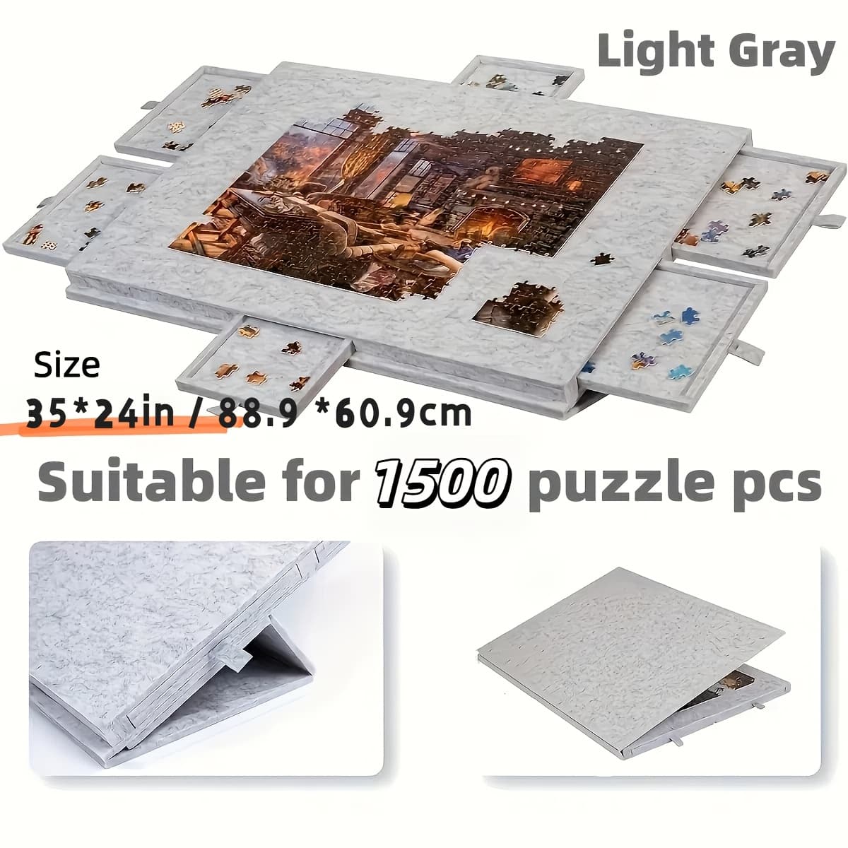 TEMU 1500pcs Jigsaw Puzzle Table, Portable Puzzle Table With 6 Drawers A Convenient And Lightweight Puzzle- Tool, Ideal For Room Decoration And Suitable For Puzzle Enthusiasts Puzzle Board For Adults
