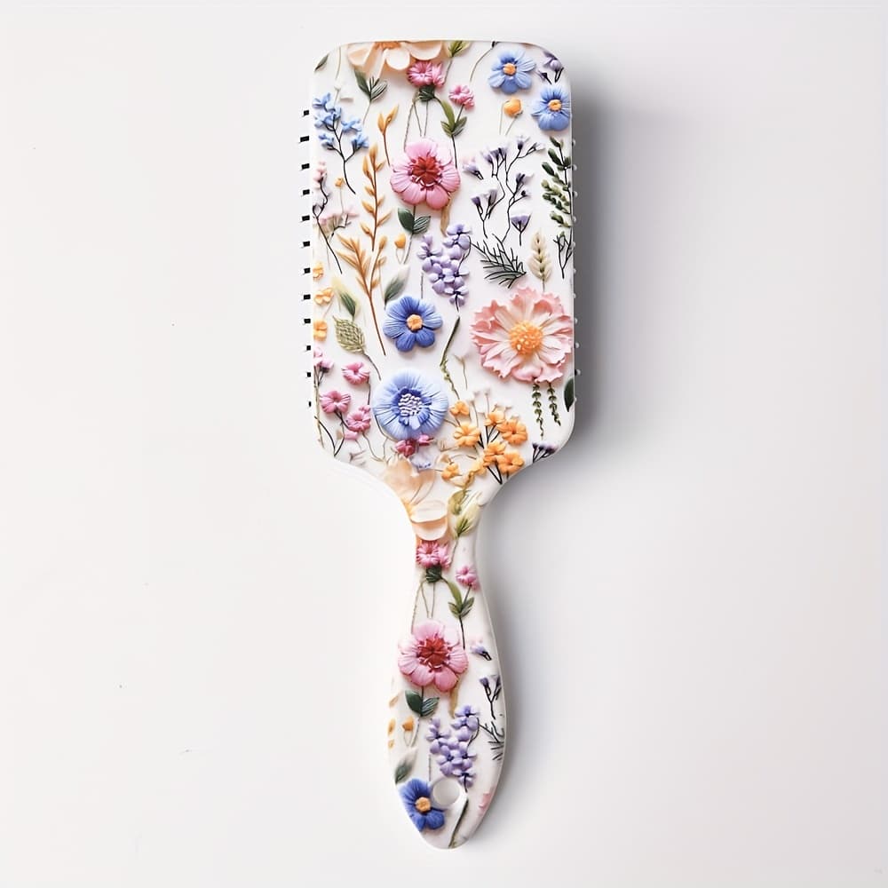TEMU Simulated Flower Pattern Hair Comb, Comfortable Air Cushion Comb Anti-static, Suitable For All Hair Types
