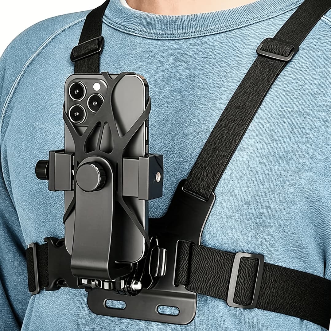 TEMU 6pcs Set Adjustable Chest Mount With Mesh Strap & - For Phones/ / Cameras, Pov Recording System, Vlog Gear, Cycling & Fishing (durable Abs Material)