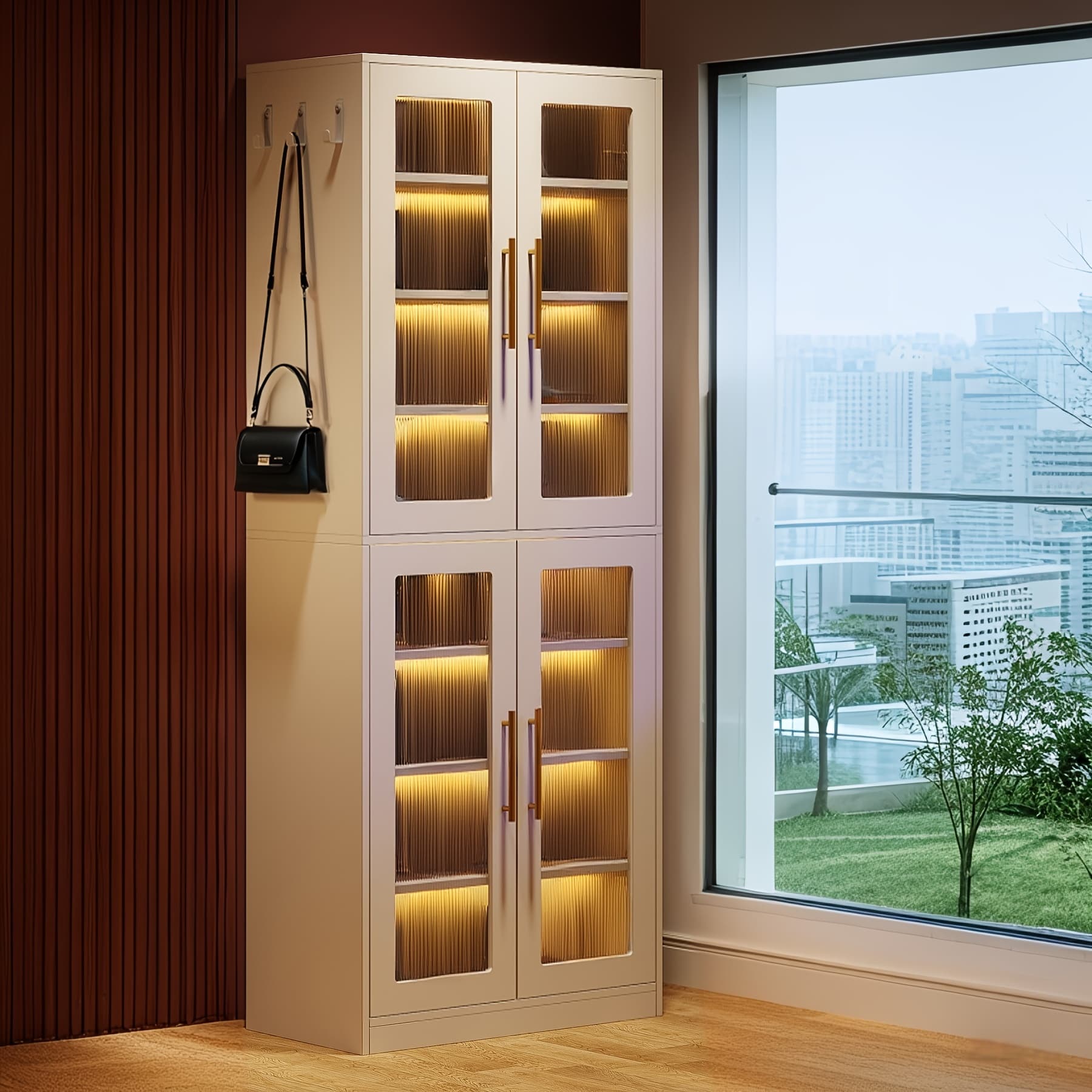 TEMU Large Shoe Storage Cabinet With Adds A Touch Of To Any Interior Decoration This Shoe Cabinet Adds A Touch Of To Any Interior Decoration, Providing An Appealing Open Feel To