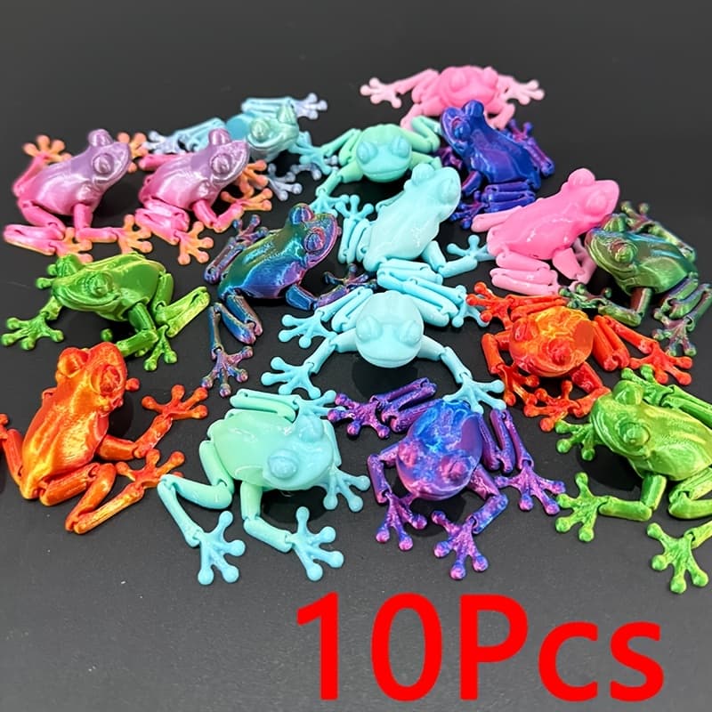 TEMU 10pcs Set 3d Printed Frog Gradient Laser Desktop Decoration Is For . Very Suitable For Party And Outdoor In-car Display Statue Ornaments