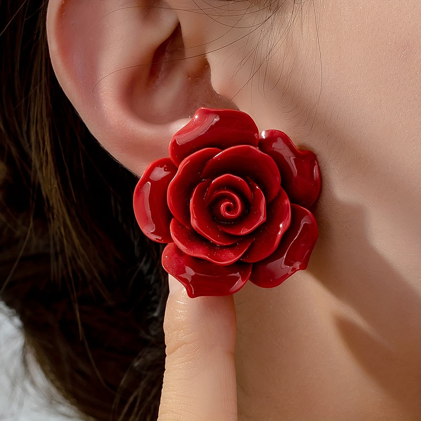 TEMU 1 Pair Valentine's Day Elegant Sweet Acrylic Rose Earrings Women's Holiday Birthday Date Prom Party Vacation Shopping Daily Additions