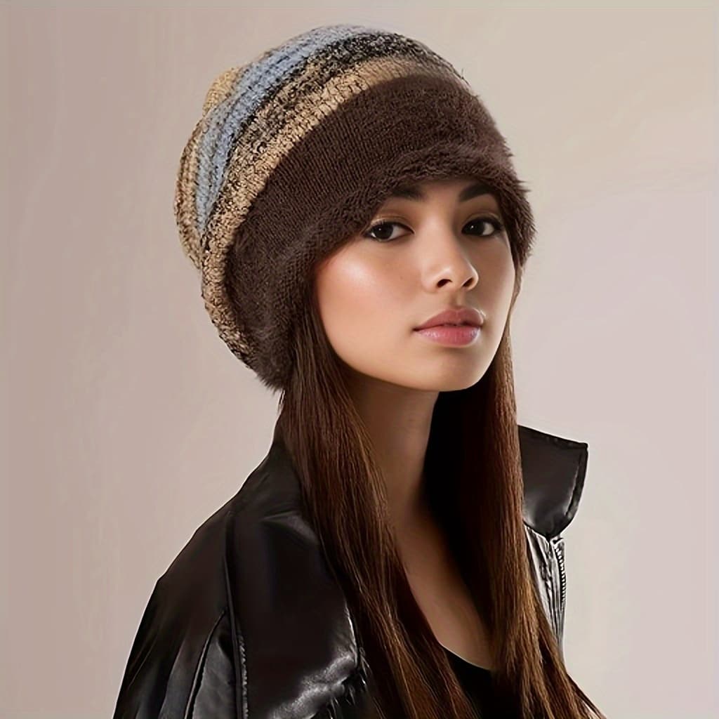 TEMU Style Slouchy Beanie For Women, Winter Hat For Large Head , Face, Warm Postpartum , Full-coverage Cold Weather Hat