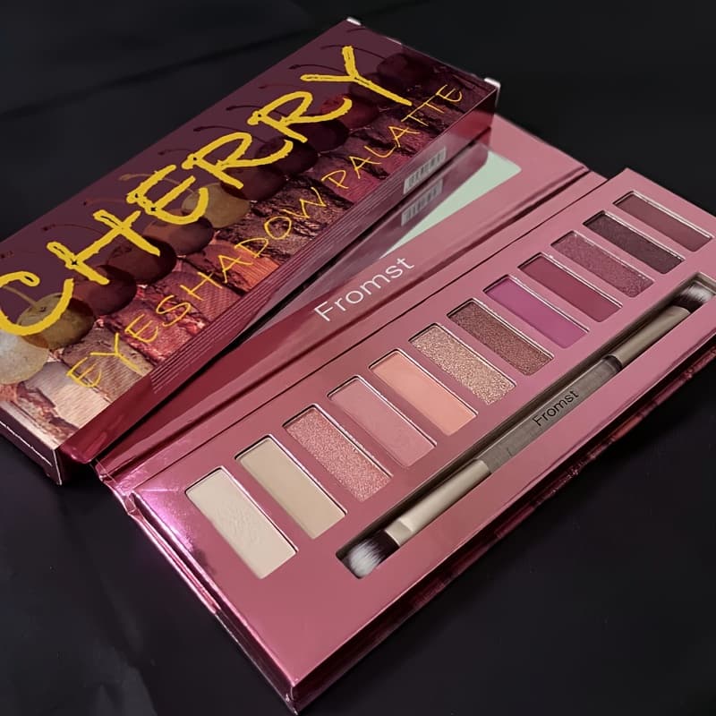 TEMU 12-color Cherry Eyeshadow Palette, Matte Pearlescent Shimmer, Not Easy To Remove Eyeshadow Makeup-valentine's Day