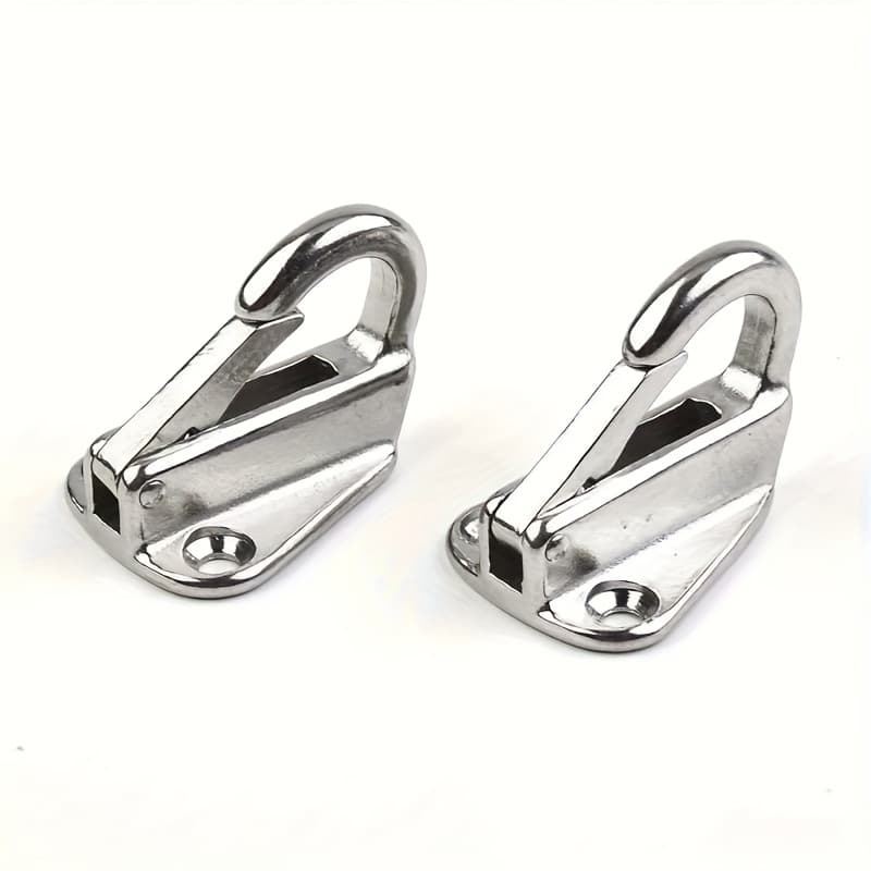 TEMU 2pcs Of Marine-grade Stainless Steel Spring Tow Hooks, Fixed Tow Hooks, Marine Stainless Steel Hooks, Suitable For Boats, Paddles, And Towel Hooks, Industrial Hardware